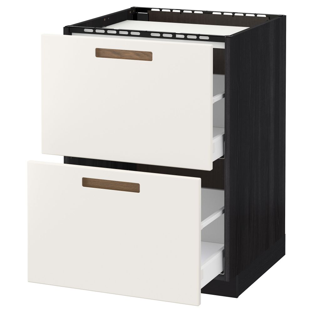 Напольный шкаф, 2 фронтальных панели, 3 ящика МЕТОД / МАКСИМЕРА, черный, Мэрста белый - схема-чертеж с размерами