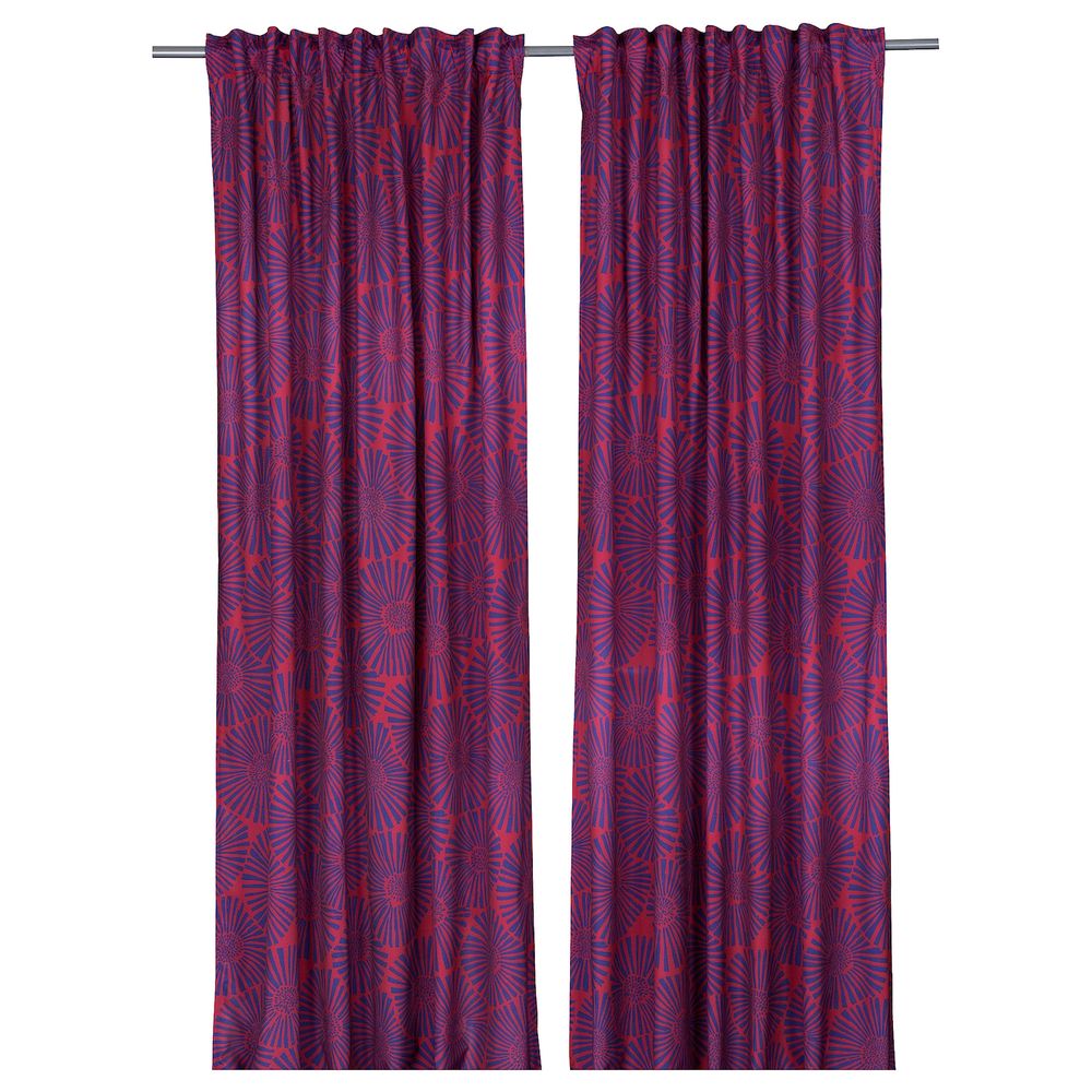 Гардины, 2 шт., красный 145x300 см IKEA STJÄRNTULPAN СТЭРНТЮЛЬПАН 204.696.52 - фото 1