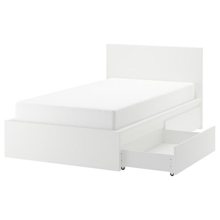 MALM Каркас кровати+2 кроватных ящика - белый/Luröy 120x200 см