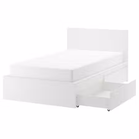 MALM Каркас кровати+2 кроватных ящика - белый/Luröy 120x200 см