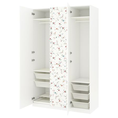 Гардероб, белый, цветочный орнамент Марнардаль, 150x60x236 см IKEA ПАКС / МАРНАРДАЛЬ 492.471.18