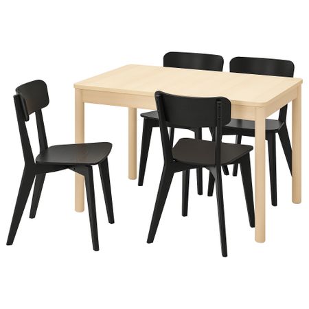 Стол и 4 стула, береза, черный, 118, 173 см IKEA RÖNNINGE РЁННИНГЕ, LISABO ЛИСАБО 694.290.56