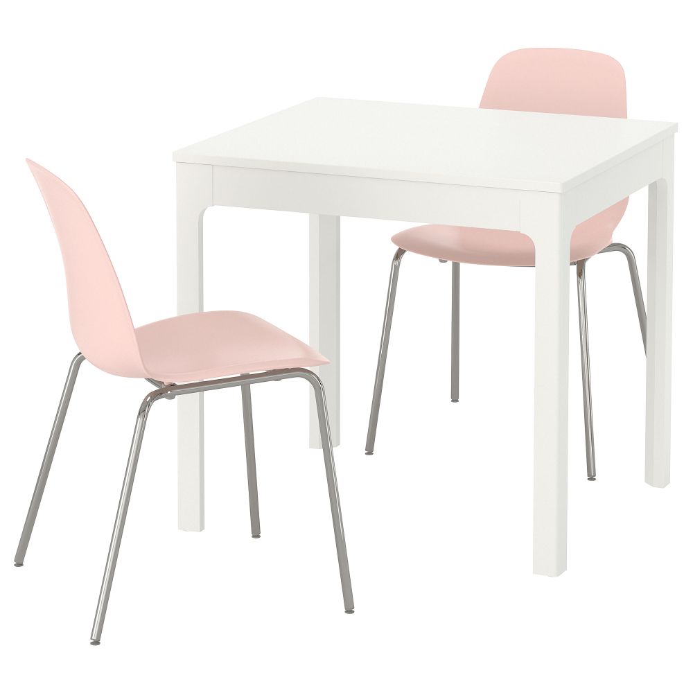 Стол и 2 стула ЭКЕДАЛЕН / ЛЕЙФ-АРНЕ, белый, розовый (80/120 см) - фото 1