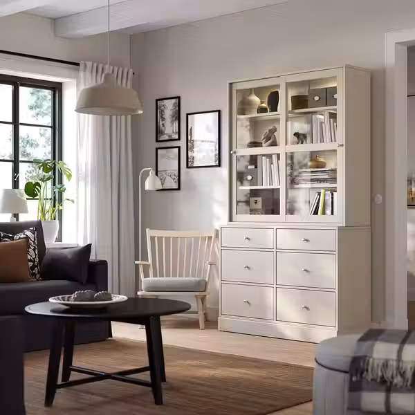 HAVSTA Комбинация для хранения с сткл двр - серо-бежевый 121x47x212 см - фото 2