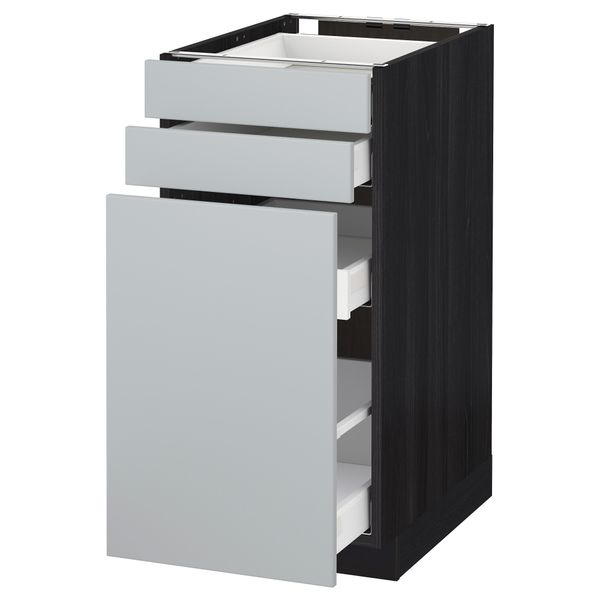Напольный шкаф с выдвижными модулями, 2 фронтальные панели МЕТОД / МАКСИМЕРА, черный, Веддинге серый - схема-чертеж с размерами