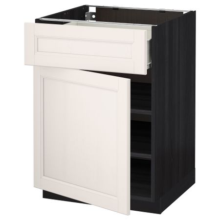 Напольный шкаф с ящиком, дверью МЕТОД / ФОРВАРА, черный, Лаксарби белый