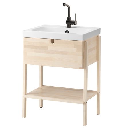 Шкаф для раковины с 1 ящ, береза/ЛУНДШЭР смеситель 65x49x86 см IKEA VILTO ВИЛЬТО / ODENSVIK ОДЕНСВИК 993.876.20