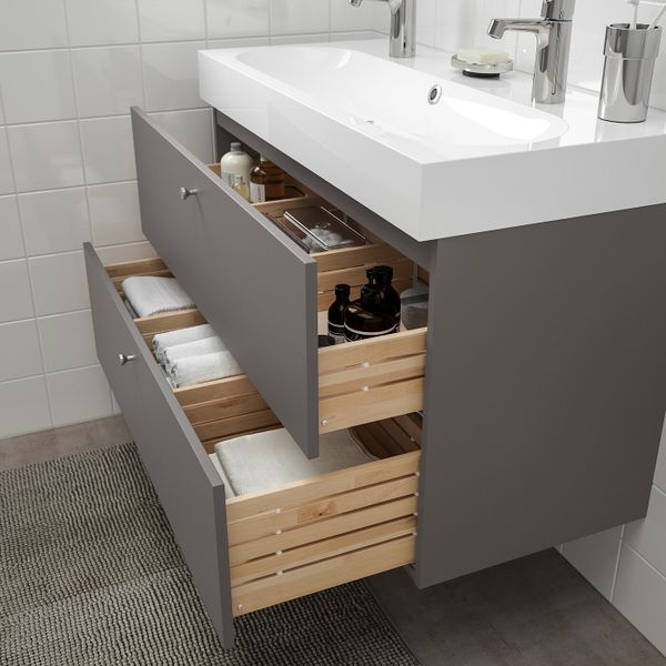 Шкаф для раковины с 2 ящ, Гилльбурен темно-серый 100x47x58 см IKEA GODMORGON ГОДМОРГОН 304.927.46 - схема-чертеж с размерами
