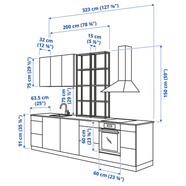 Кухня, 323x63.5x241 см, белый, под бетон белый IKEA BEGIVENHET БЕГИВЕНХЕТ 293.378.79 - фото 4
