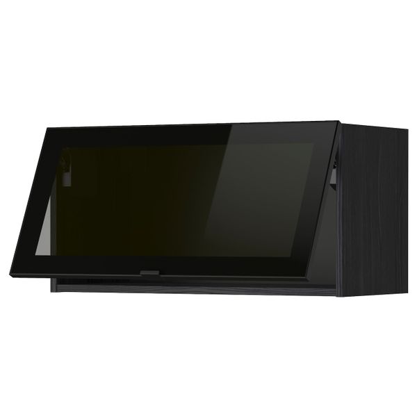 Горизонтальный навесная шкаф со стеклянной дверью, черный, Ютис дымчатое стекло 80x40 см IKEA МЕТОД 793.306.15 - схема-чертеж с размерами