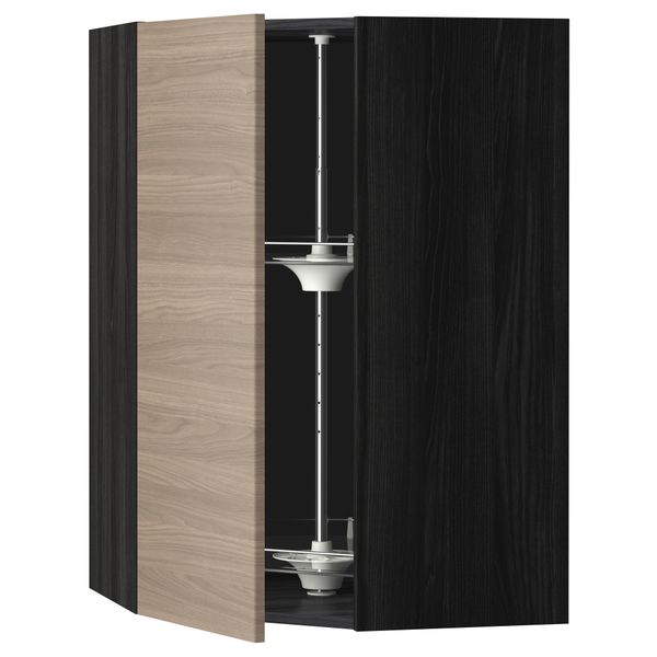 Угловой навесного шкаф с вращающейся секцией, 68x100 см, черный, Brokhult светло-серый IKEA METOD МЕТОД 191.202.72 - фото 2