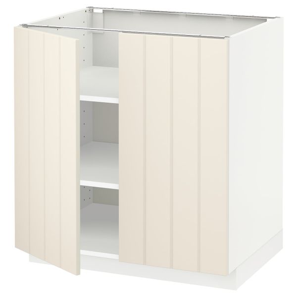 Напольный шкаф с полками/2двери, белый/Хитарп белый с оттенком 80x60 см IKEA METOD МЕТОД 292.264.52 - схема-чертеж с размерами