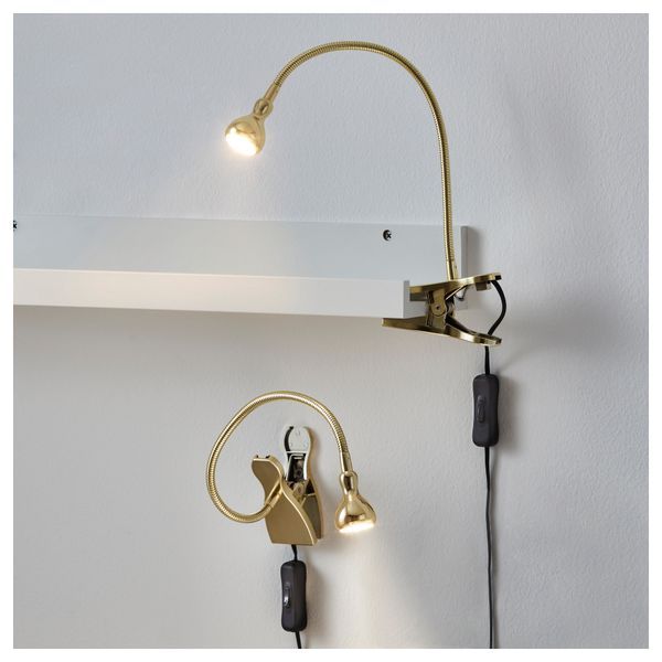 Софит настенный, с зажимом, светодиодная ЯНШО, золотой - схема-чертеж с размерами