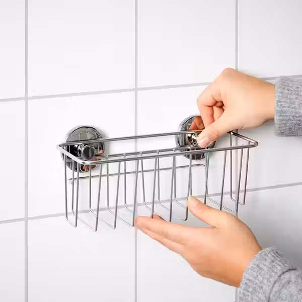 KROKFJORDEN Угловая полка на присосках - оцинкованный 20x11 см - схема-чертеж с размерами