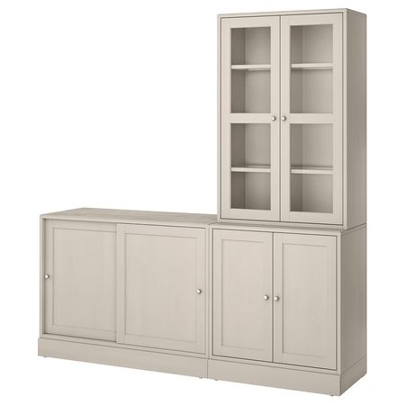 HAVSTA Комбинация для хран с раздв дверц - серо-бежевый 202x47x212 см