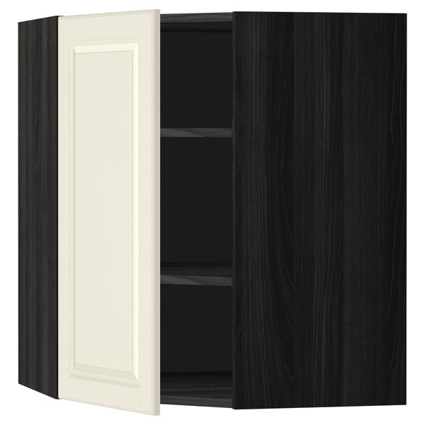 Угловой навесной шкаф с полками МЕТОД, черный, Будбин белый с оттенком - схема-чертеж с размерами
