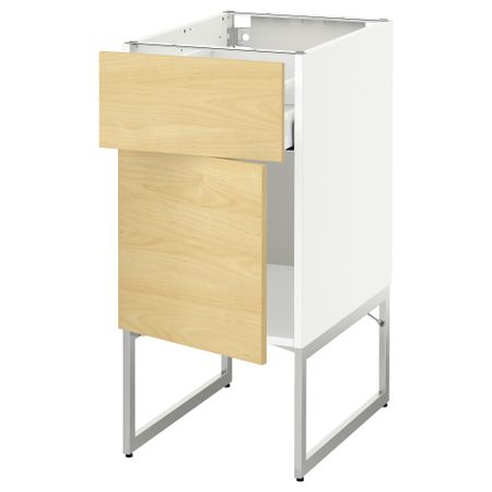 Напольный шкаф с ящиком, дверью МЕТОД / МАКСИМЕРА, белый, Тингсрид береза