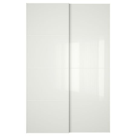 Пара раздвижных дверей ФЭРВИК, белое стекло