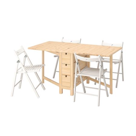 Стол и 4 стула, 26, 89, 152 см, складной береза, белый IKEA TERJE ТЕРЬЕ, NORDEN НОРДЕН 494.424.93