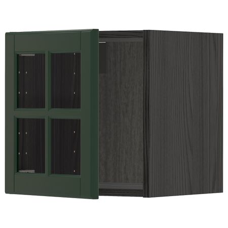 Навесной шкаф со стеклянной дверью, черный/Будбин темно-зеленый 40x40 см IKEA МЕТОД 993.132.19