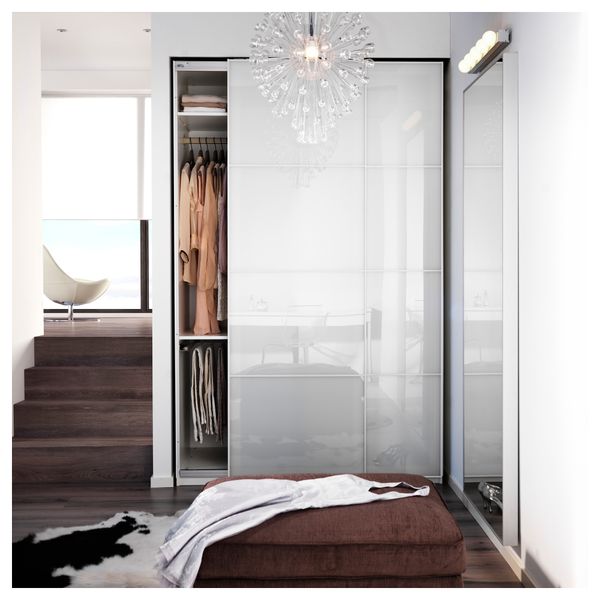 Гардероб ПАКС, белый, Фэрвик белое стекло (150x66x236 см) - фото 4