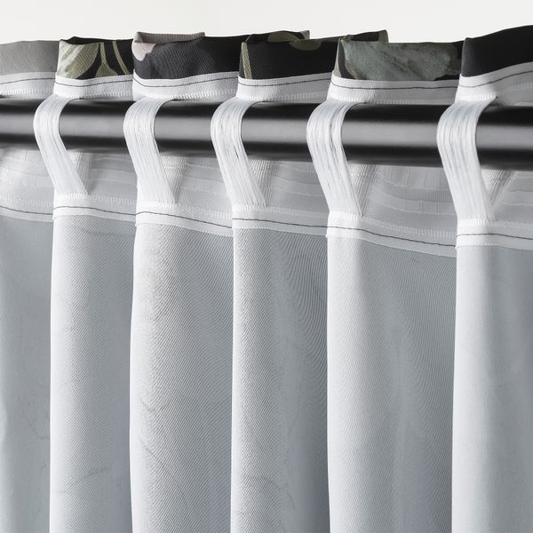 Гардины, блокирующие свет, 2 шт., 145x300 см, черный, с цветочным орнаментом IKEA ROSENMOTT РОЗЕНМОТТ 504.630.07 - схема-чертеж с размерами