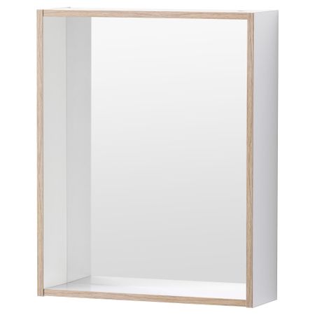 Зеркало с полкой ТИНГЕН, белый, под ясень (40x12x50 см)