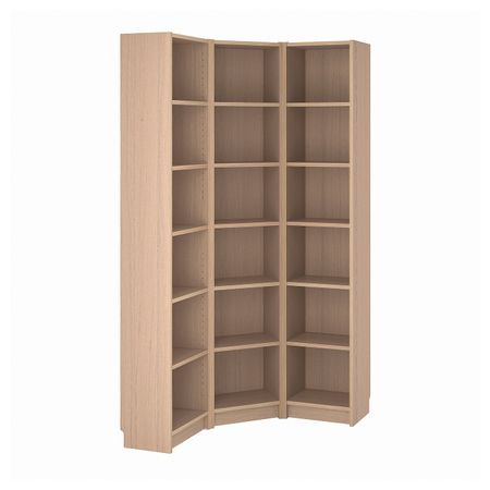 Стеллаж угловая комбинация, дубовый шпон, беленый 95/95x28x202 см IKEA BILLY БИЛЛИ 093.959.45