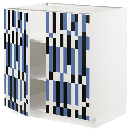 Напольный шкаф с полками/2двери, белый, Иттербин с печатным рисунком 80x60x80 см IKEA МЕТОД 292.869.93