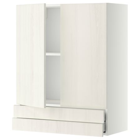 Навесной шкаф, 2 дверцы, 2 ящика МЕТОД / МАКСИМЕРА, белый, Росдаль белый
