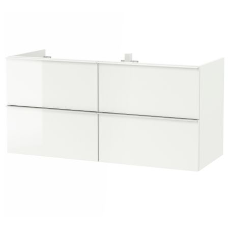 Шкаф для раковины с 4 ящик, 120x47x58 см, глянцевый белый IKEA GODMORGON ГОДМОРГОН 303.440.96