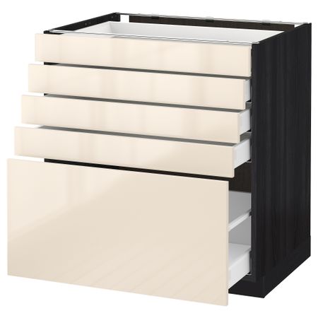 Напольный шкаф с 5 ящиками МЕТОД / МАКСИМЕРА, черный, Рингульт кремовый