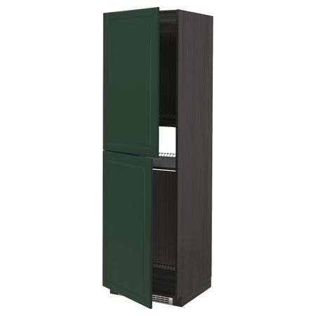 Высокий шкаф для холодильник/мороз, черный/Будбин темно-зеленый 60x60x200 см IKEA МЕТОД 593.133.39