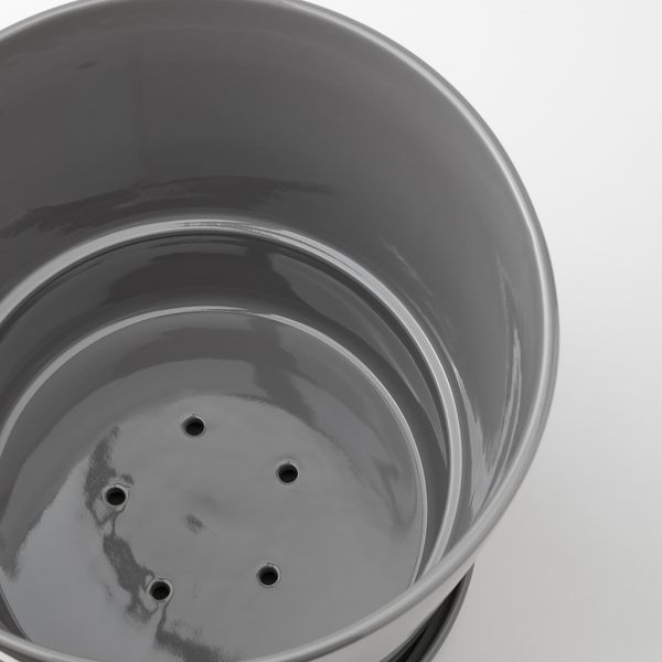 Горшок цветочный с поддоном, 24 см, для дома, улицы серый IKEA CITRUSFRUKT 105.084.37 - фото 6