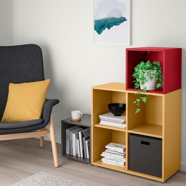 Комбинация шкафов с ножками, темно-серый золотисто-коричневый/красный 105x35x107 см IKEA ЭКЕТ 892.864.43 - фото 2