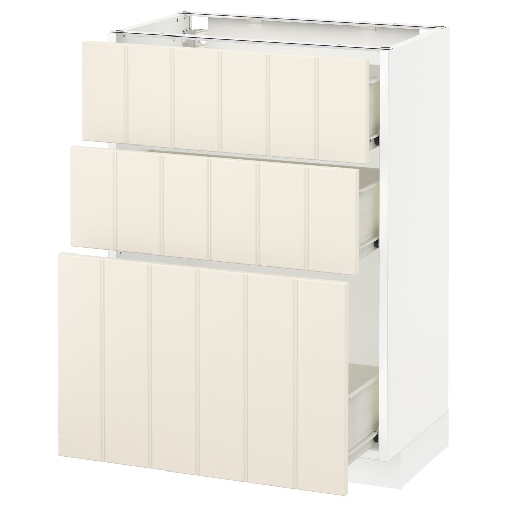 Напольный шкаф с 3 ящиками МЕТОД / ФОРВАРА, белый, Хитарп белый с оттенком - схема-чертеж с размерами