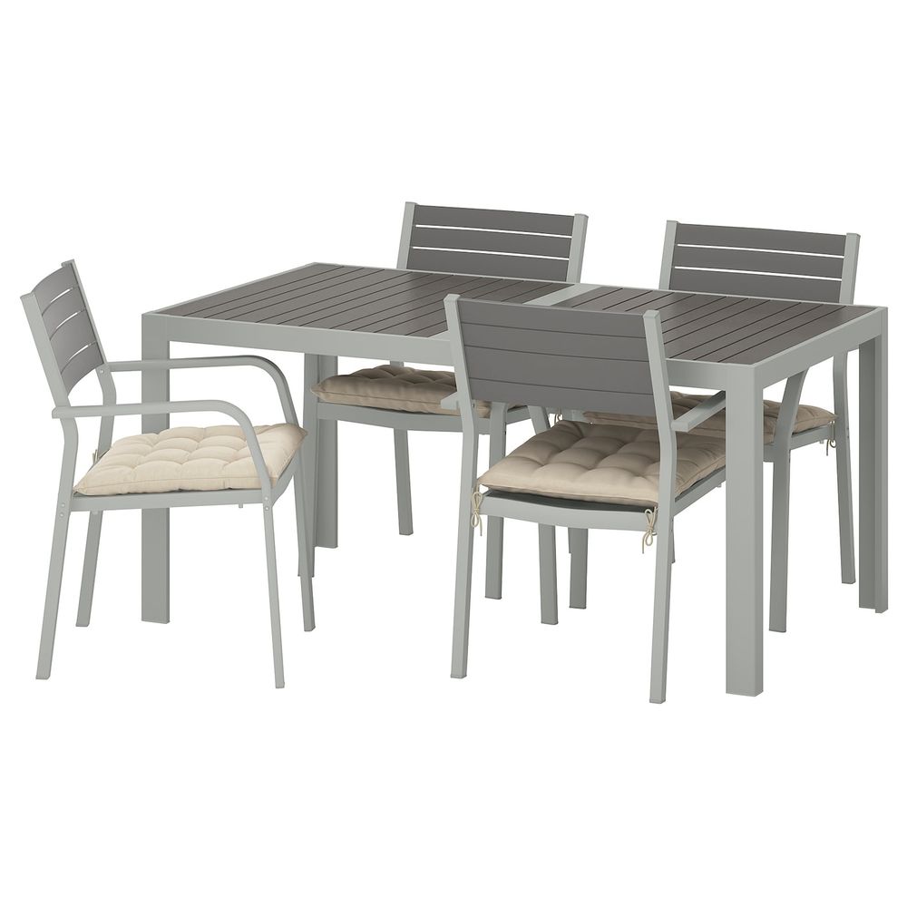 Стол + 4 кресла, для/сада, темно-серый/Холло бежевый 156x90 см IKEA ШЭЛЛАНД 792.927.22 - схема-чертеж с размерами