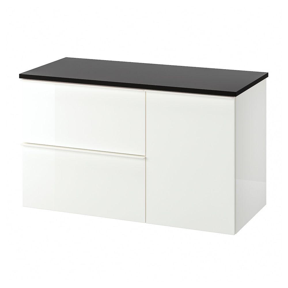 Шкаф под раковину с 3 ящиками, глянцевый белый/антрацит 102x49x60 см IKEA ГОДМОРГОН / ТОЛКЕН 992.952.63 - фото 1