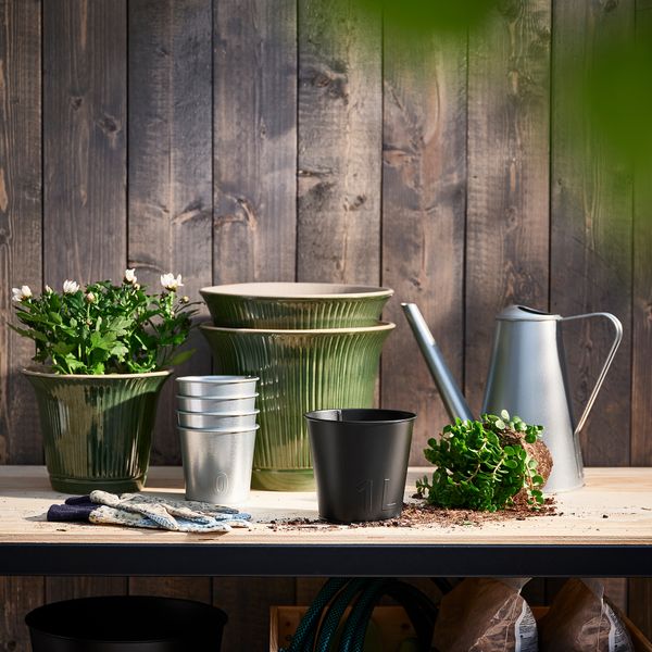 Кашпо, 12 см, для дома, улицы антрацит IKEA ÅKERBÄR 705.515.50 - схема-чертеж с размерами