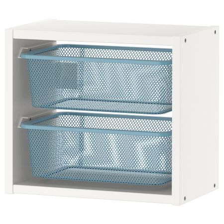Настенный модуль для хранения, белый, серо-синий, 34x21x30 см IKEA TROFAST ТРУФАСТ 194.803.54
