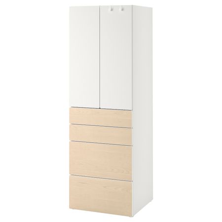 Гардероб, белый береза/с 4 ящиками 60x57x181 см IKEA SMÅSTAD СМОСТАД 093.958.70