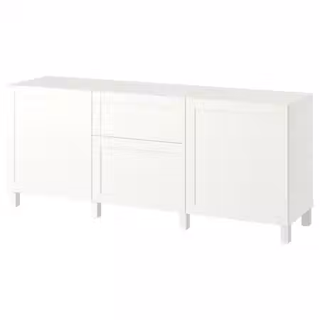 BESTÅ Комбинация для хранения с ящиками - пипмакаре белый/Stubbarp белый 180x42x74 см