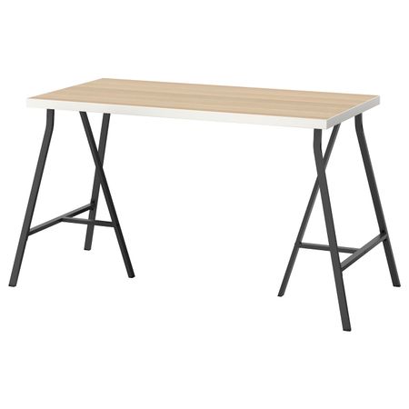 Стол, белый под беленый дуб/серый 120x60 см IKEA LINNMON ЛИННМОН / LERBERG ЛЕРБЕРГ 593.047.59