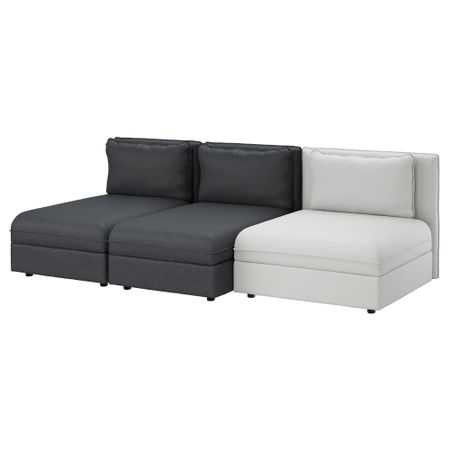 3-местный диван ВАЛЛЕНТУНА, Хилларед темно-серый, Оррста светло-серый