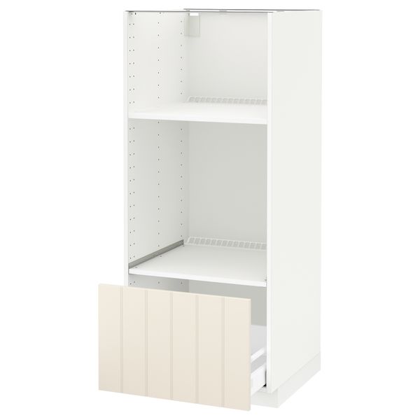 Высокий шкаф с ящиком для духовки/СВЧ МЕТОД / МАКСИМЕРА, белый, Хитарп белый с оттенком (60x60x140 см) - схема-чертеж с размерами