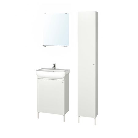Комплект мебели для ванной, 6 предм., белый/ПИЛКОН смеситель 54x40x98 см IKEA NYSJÖN НЮШЁН / BJÖRKÅN БЬЙОРКОН 494.159.51