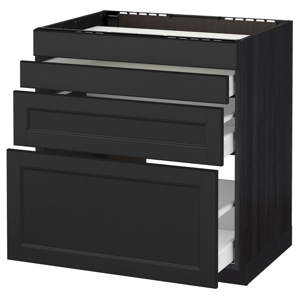 Напольный шкаф для духовки, 4фасада, 3 ящика МЕТОД / МАКСИМЕРА, черный, Лаксарби черно-коричневый - схема-чертеж с размерами