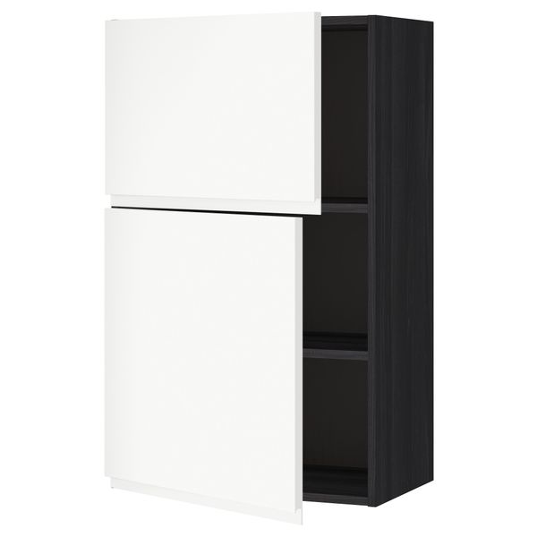 Навесной шкаф с полками, 2 дверцы МЕТОД, черный, Воксторп белый (60x100 см) - схема-чертеж с размерами