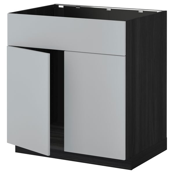 Напольный шкаф под мойку 2 дверцы/фронтальных панели МЕТОД, черный, Веддинге серый (80x60 см) - схема-чертеж с размерами