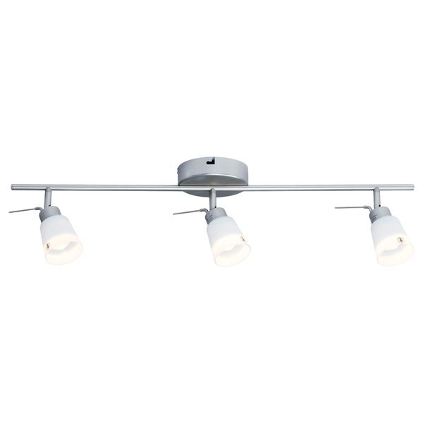 Потолочная шина, 3 лампы БАЗИСК, никелированный, белый - схема-чертеж с размерами